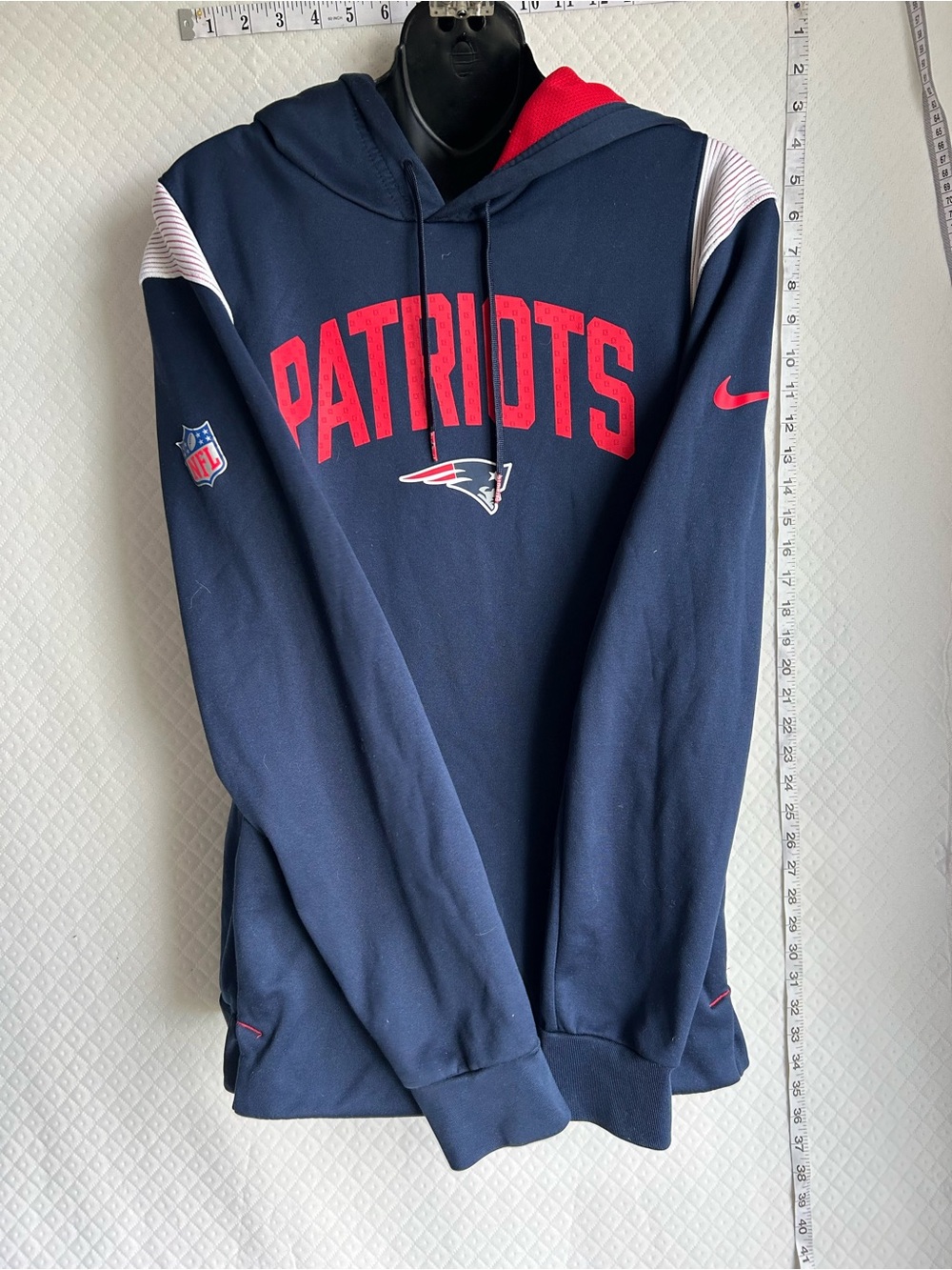 NFL New England Patriots Nike Therma-FIT Navy Red Crewneck Sweatshirt Size L